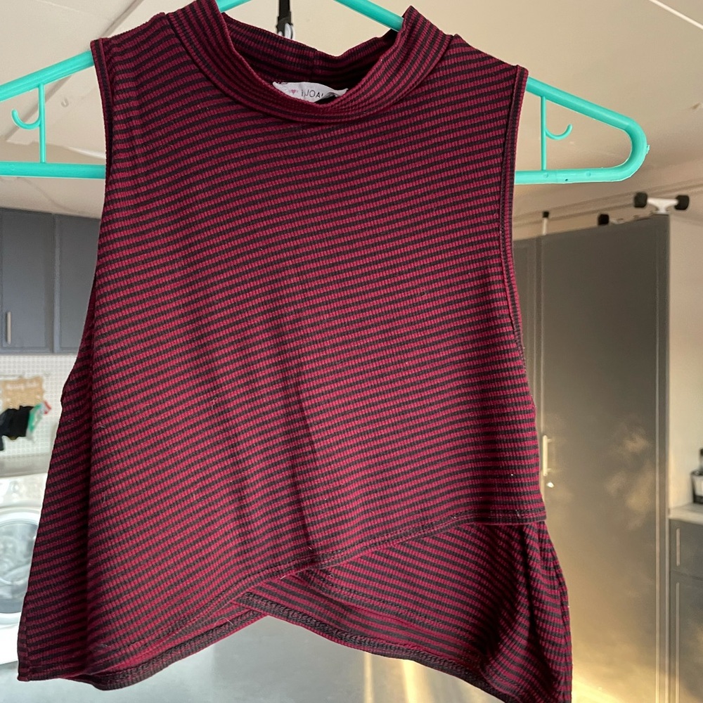 Red and black striped crop top